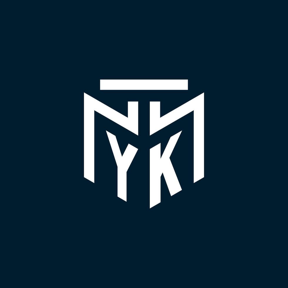 logotipo inicial do monograma yk com design de estilo geométrico abstrato vetor