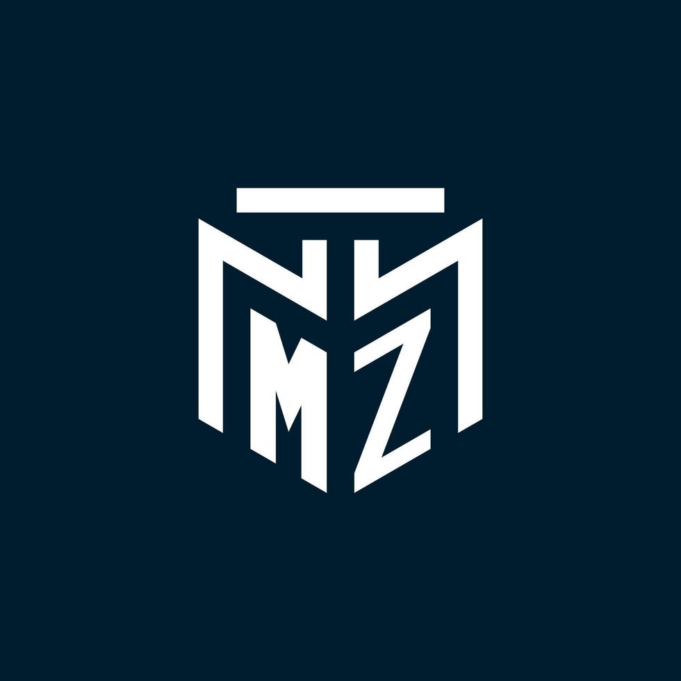 logotipo inicial do monograma mz com design de estilo geométrico abstrato vetor