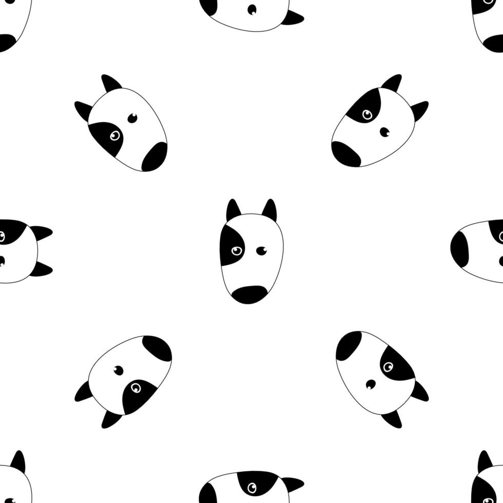 padrão de vetor preto e branco sem costura com cachorro desenhado de mão bonito no estilo doodle. isolado no fundo branco.