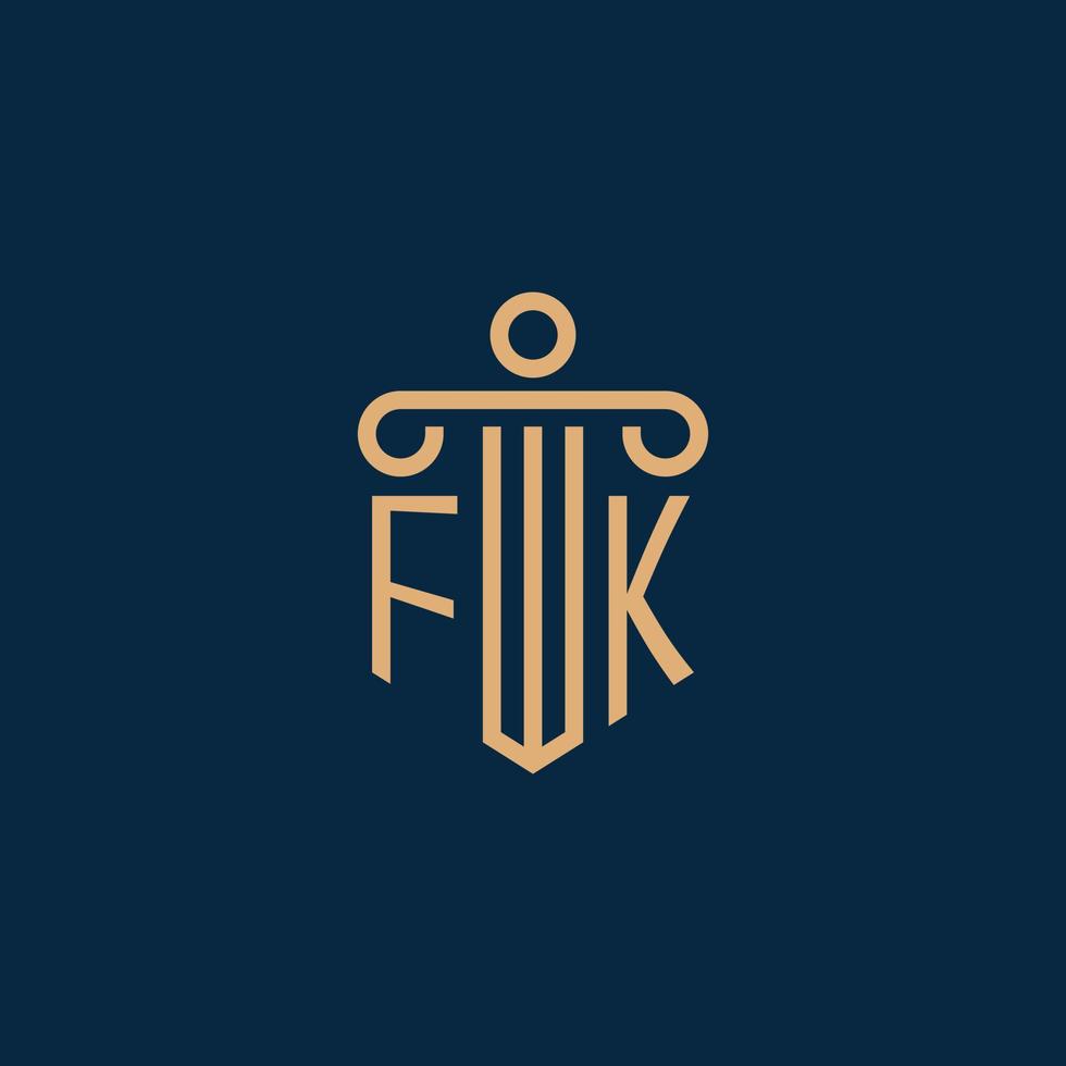 fk inicial para logotipo de escritório de advocacia, logotipo de advogado com pilar vetor