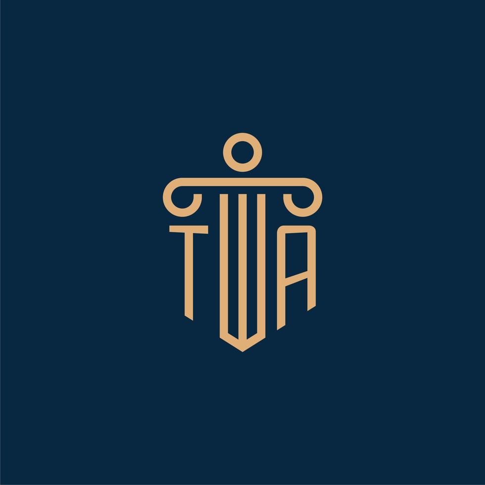 ta inicial para o logotipo do escritório de advocacia, logotipo do advogado com pilar vetor