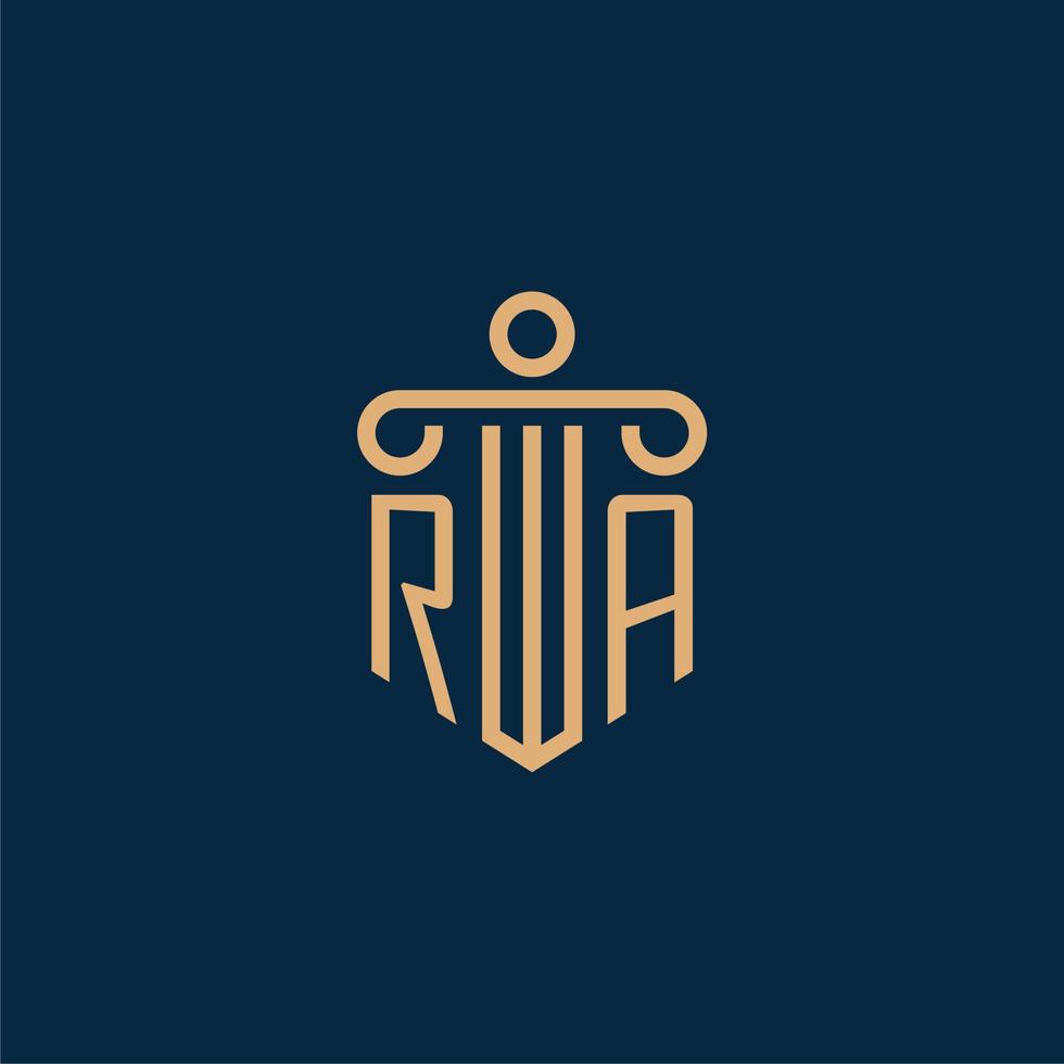 ra inicial para o logotipo do escritório de advocacia, logotipo do advogado com pilar vetor