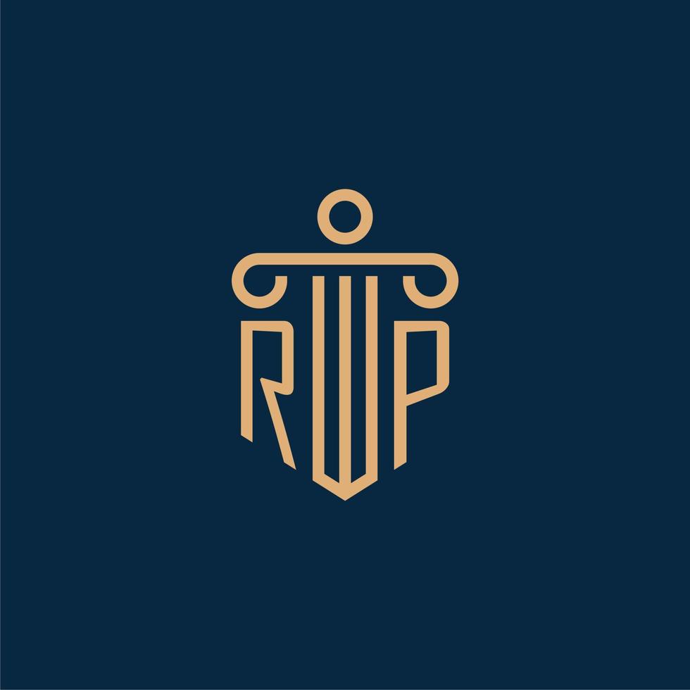 rp inicial para logotipo de escritório de advocacia, logotipo de advogado com pilar vetor