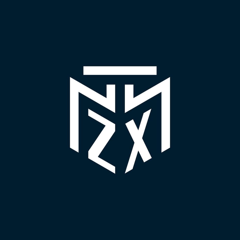 logotipo inicial do monograma zx com design de estilo geométrico abstrato vetor