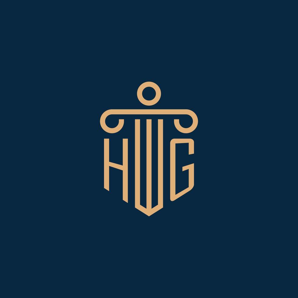 hg inicial para o logotipo do escritório de advocacia, logotipo do advogado com pilar vetor