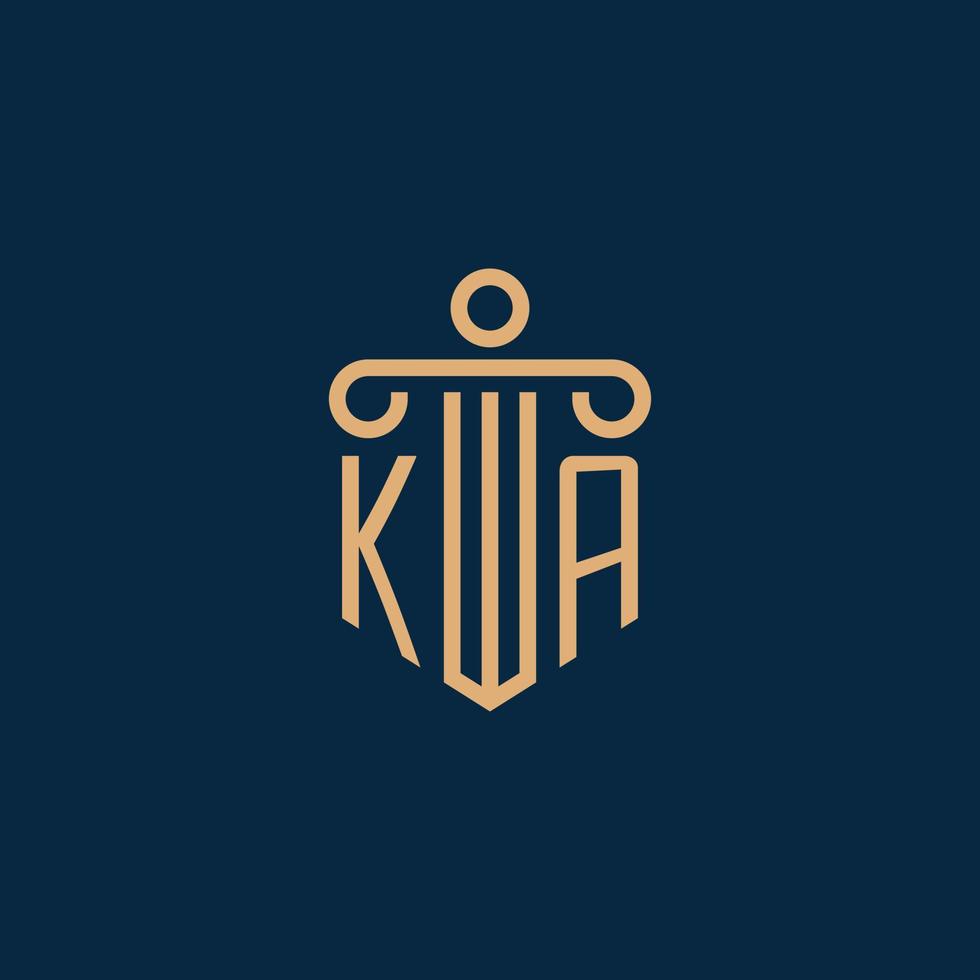ka inicial para o logotipo do escritório de advocacia, logotipo do advogado com pilar vetor