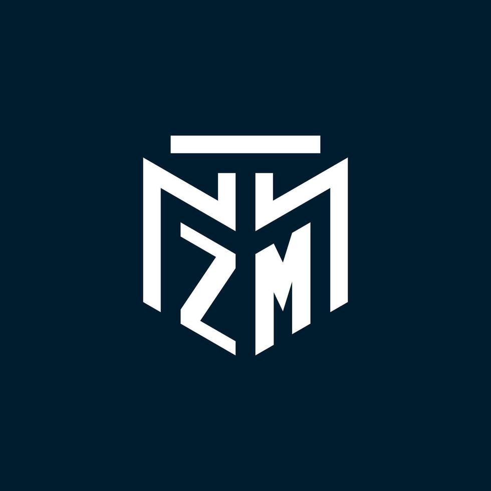 logotipo inicial do monograma zm com design de estilo geométrico abstrato vetor