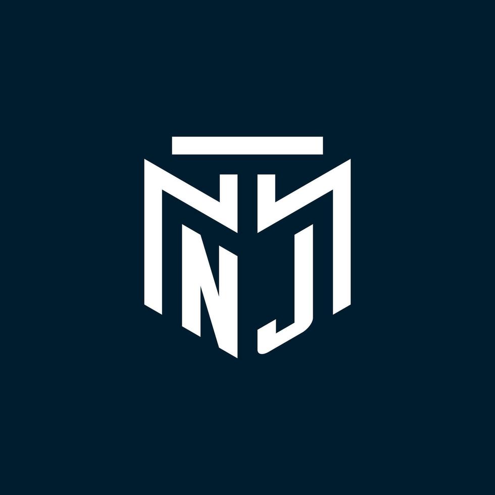 logotipo inicial do monograma nj com design de estilo geométrico abstrato vetor