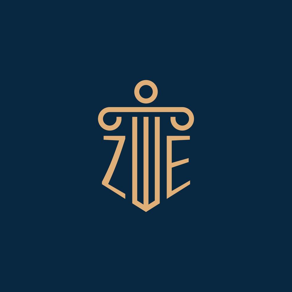 ze inicial para o logotipo do escritório de advocacia, logotipo do advogado com pilar vetor