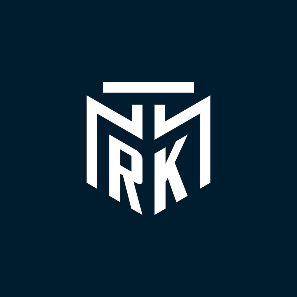 rk logotipo inicial do monograma com design de estilo geométrico abstrato vetor