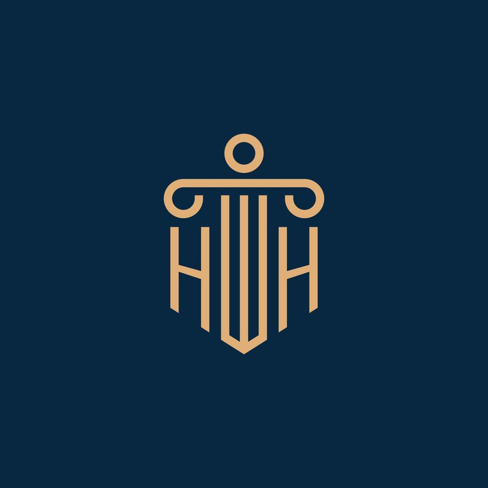 hh inicial para o logotipo do escritório de advocacia, logotipo do advogado com pilar vetor