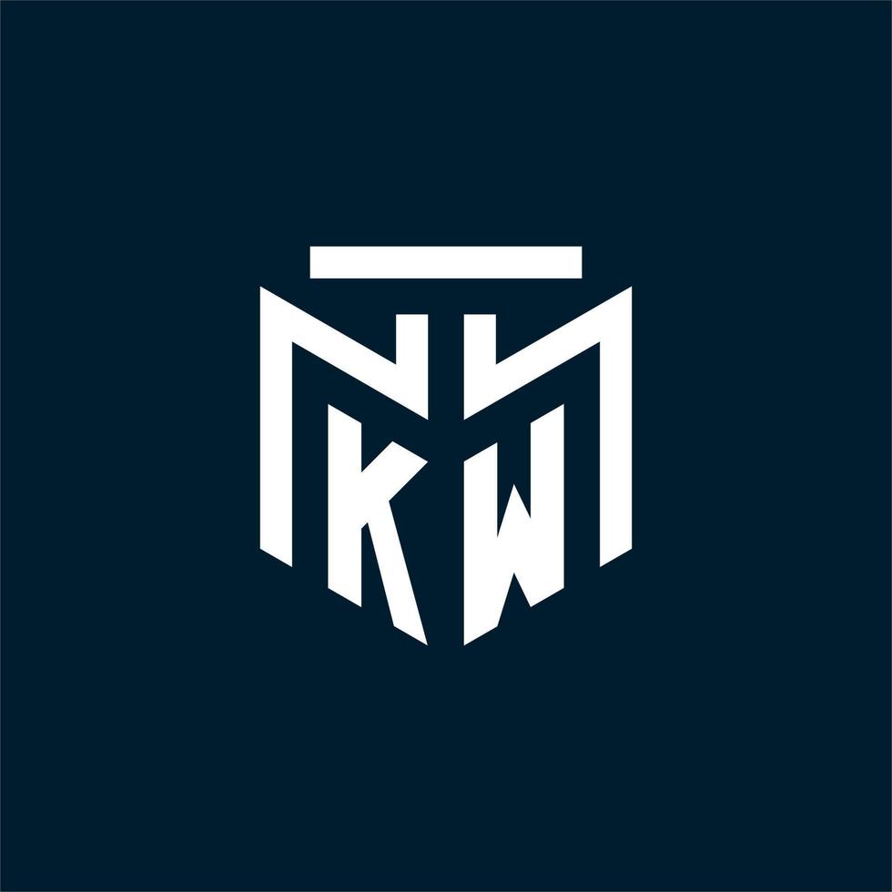 kw logotipo inicial do monograma com design de estilo geométrico abstrato vetor