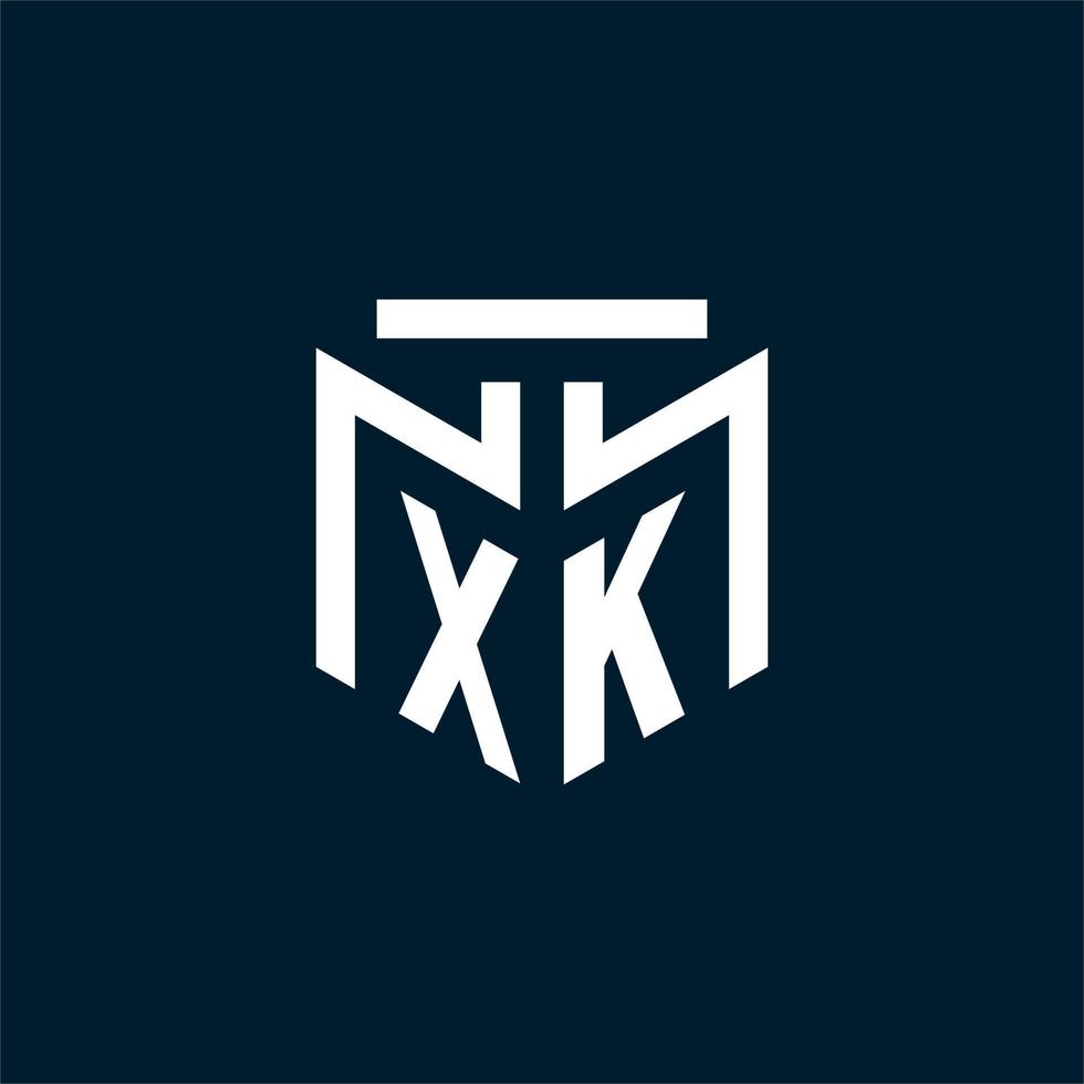 xk logotipo inicial do monograma com design de estilo geométrico abstrato vetor