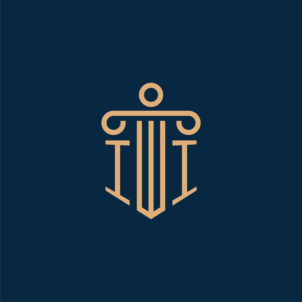 ii inicial do logotipo do escritório de advocacia, logotipo do advogado com pilar vetor