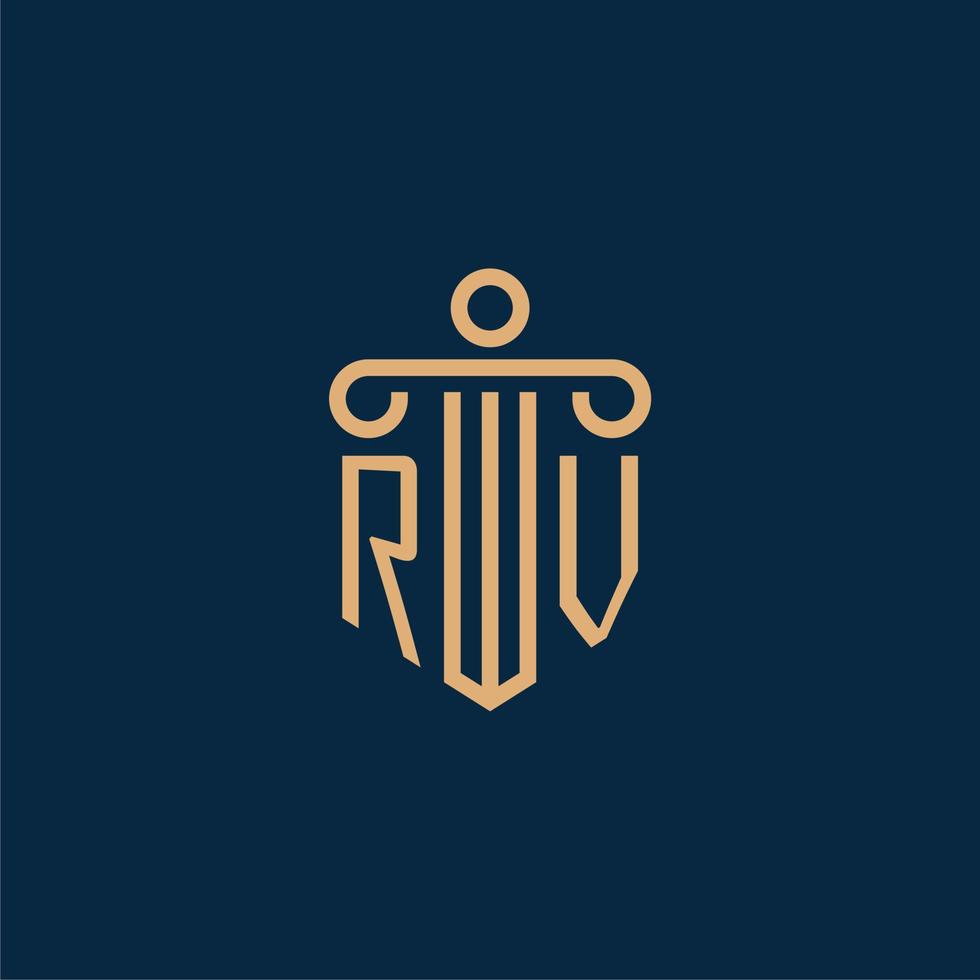 rv inicial para logotipo de escritório de advocacia, logotipo de advogado com pilar vetor