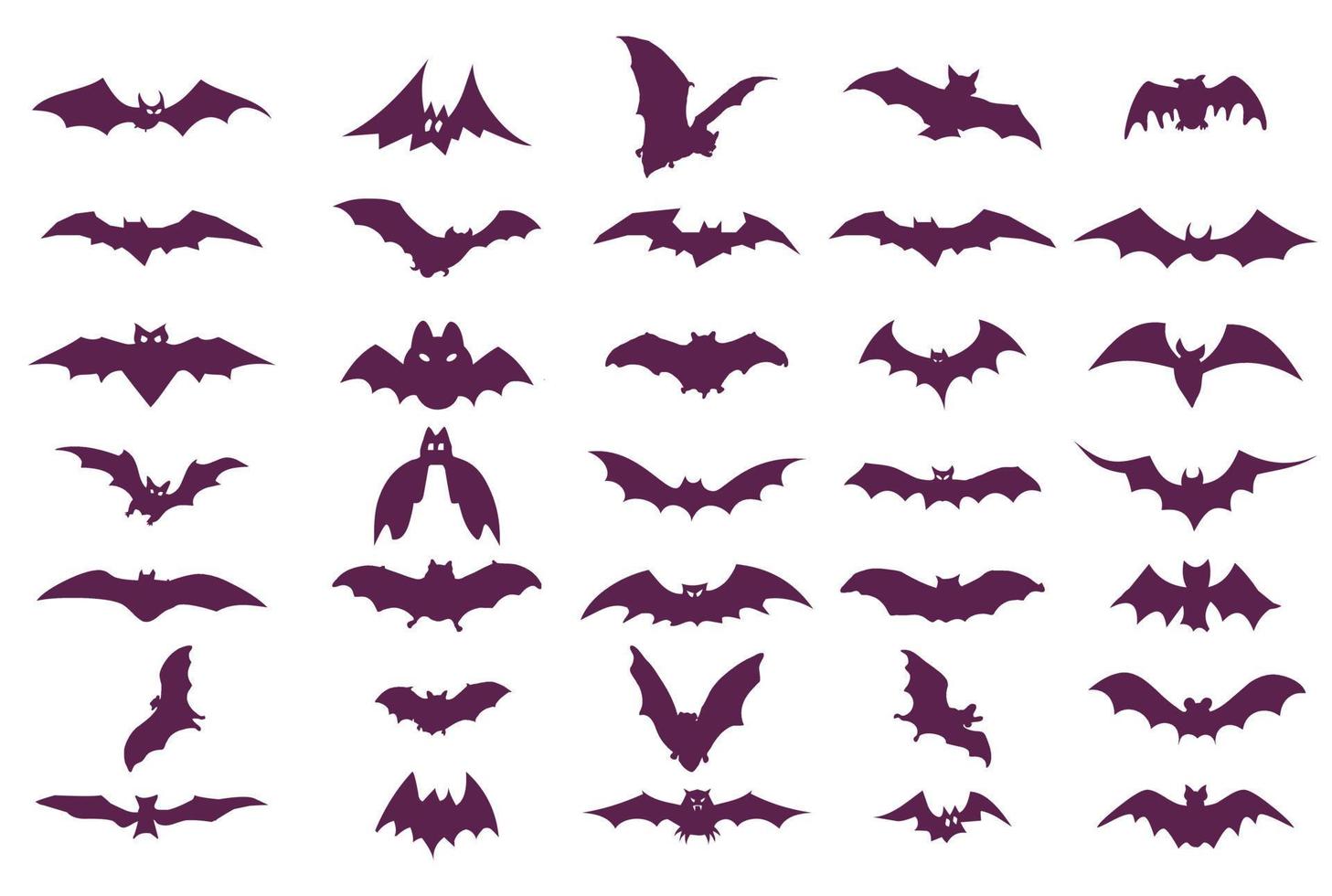 conjunto de silhuetas de morcegos de halloween vetor