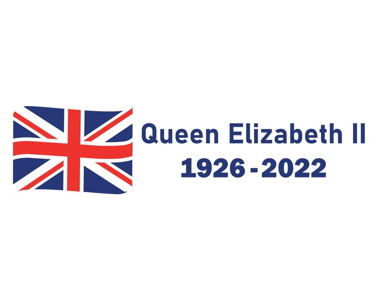 rainha elizabeth 1926 2022 azul e britânico a bandeira do reino unido fita nacional europa emblema ícone ilustração vetorial elemento de design abstrato vetor