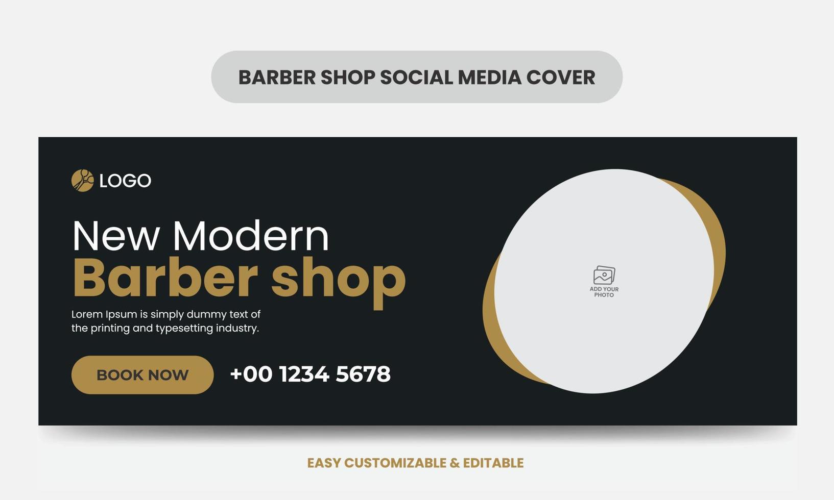 modelo de foto de capa de mídia social de barbearia moderna modelo de banner de web de salão de beleza vetor