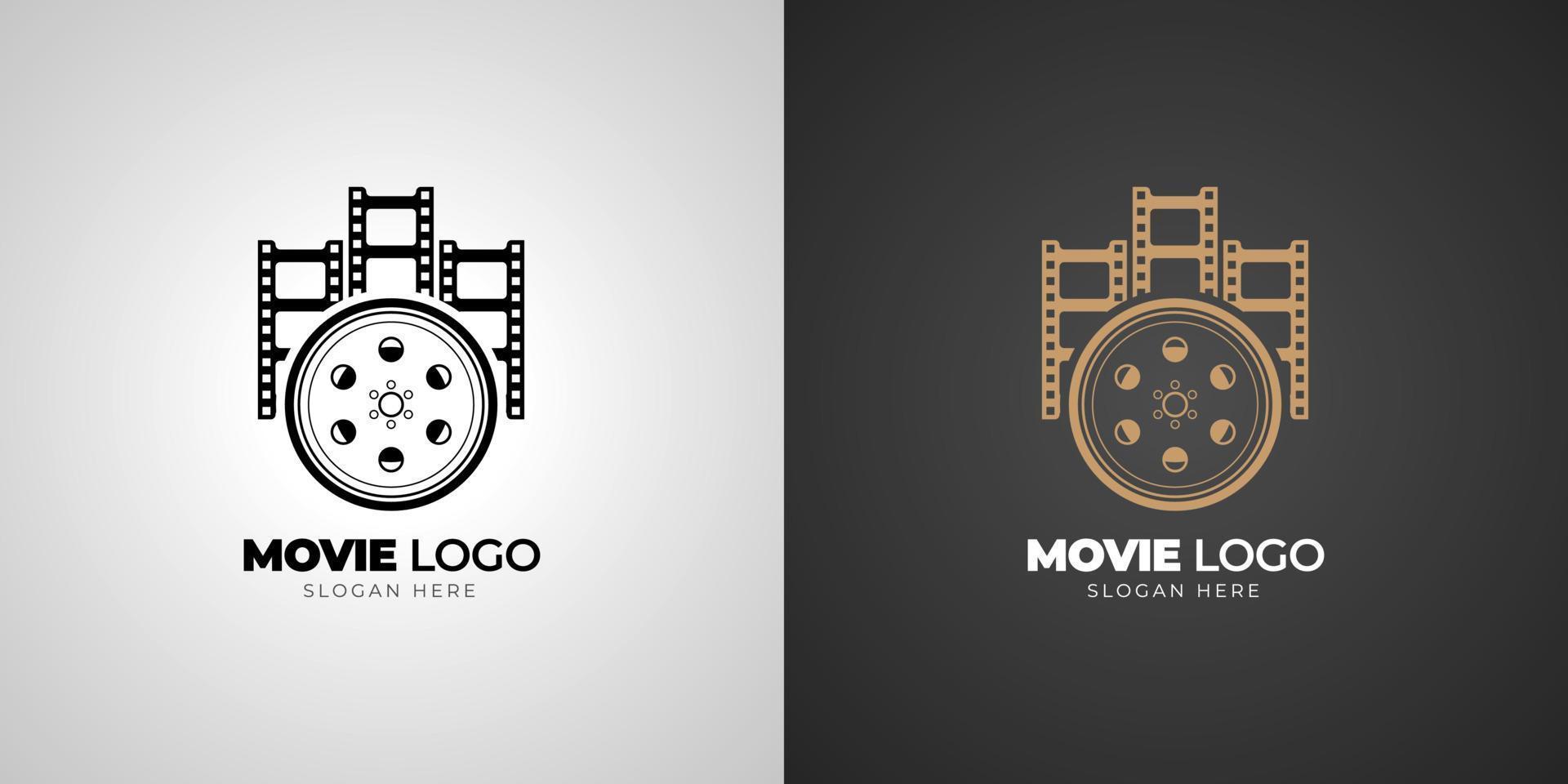 logotipo do filme de cinema com modelo de plano de fundo gradiente vetor