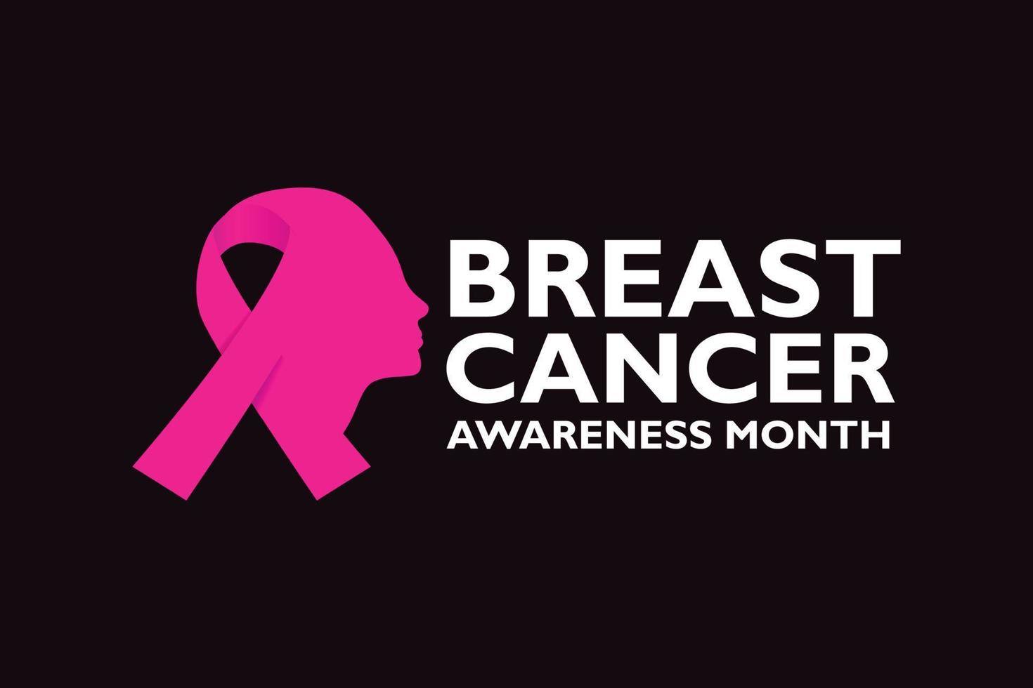 banner do mês de conscientização do câncer de mama de outubro com silhueta de fita e mulheres vetor