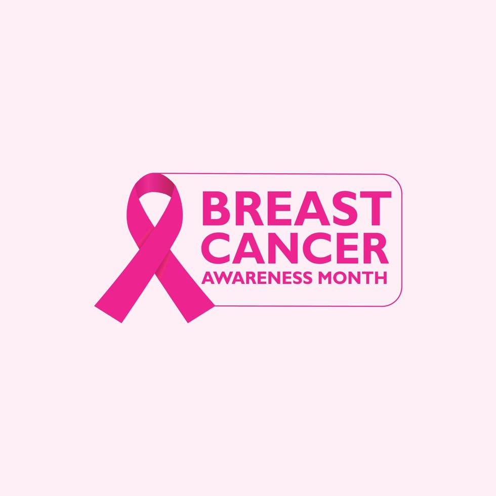 banner do mês de conscientização do câncer de mama de outubro com fita e design de plano de fundo de letras criativas vetor