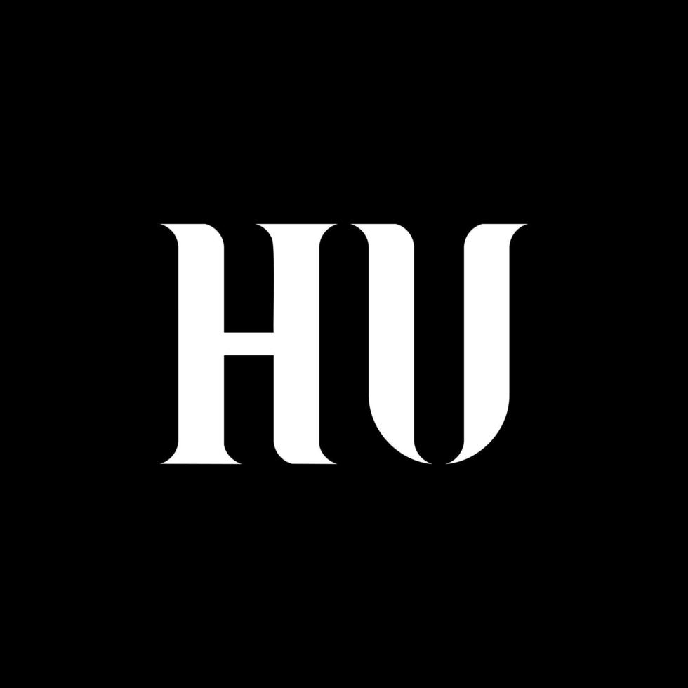 hu hu design de logotipo de carta. letra inicial hu monograma maiúsculo logotipo cor branca. hu logotipo, hu design. oi, oi vetor