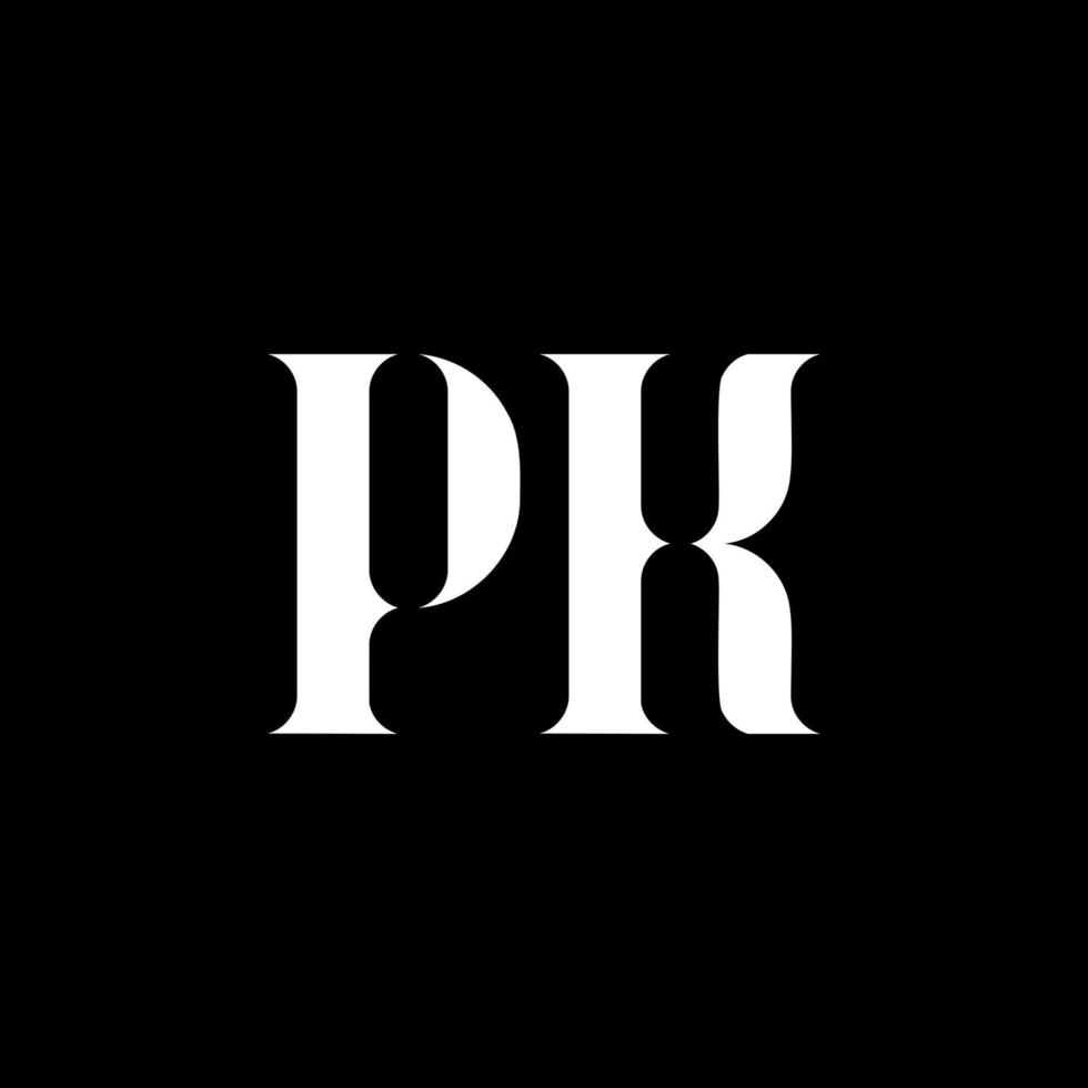 pk pk design de logotipo de carta. letra inicial pk monograma maiúsculo logotipo cor branca. logotipo pk, design pk. pk, pk vetor