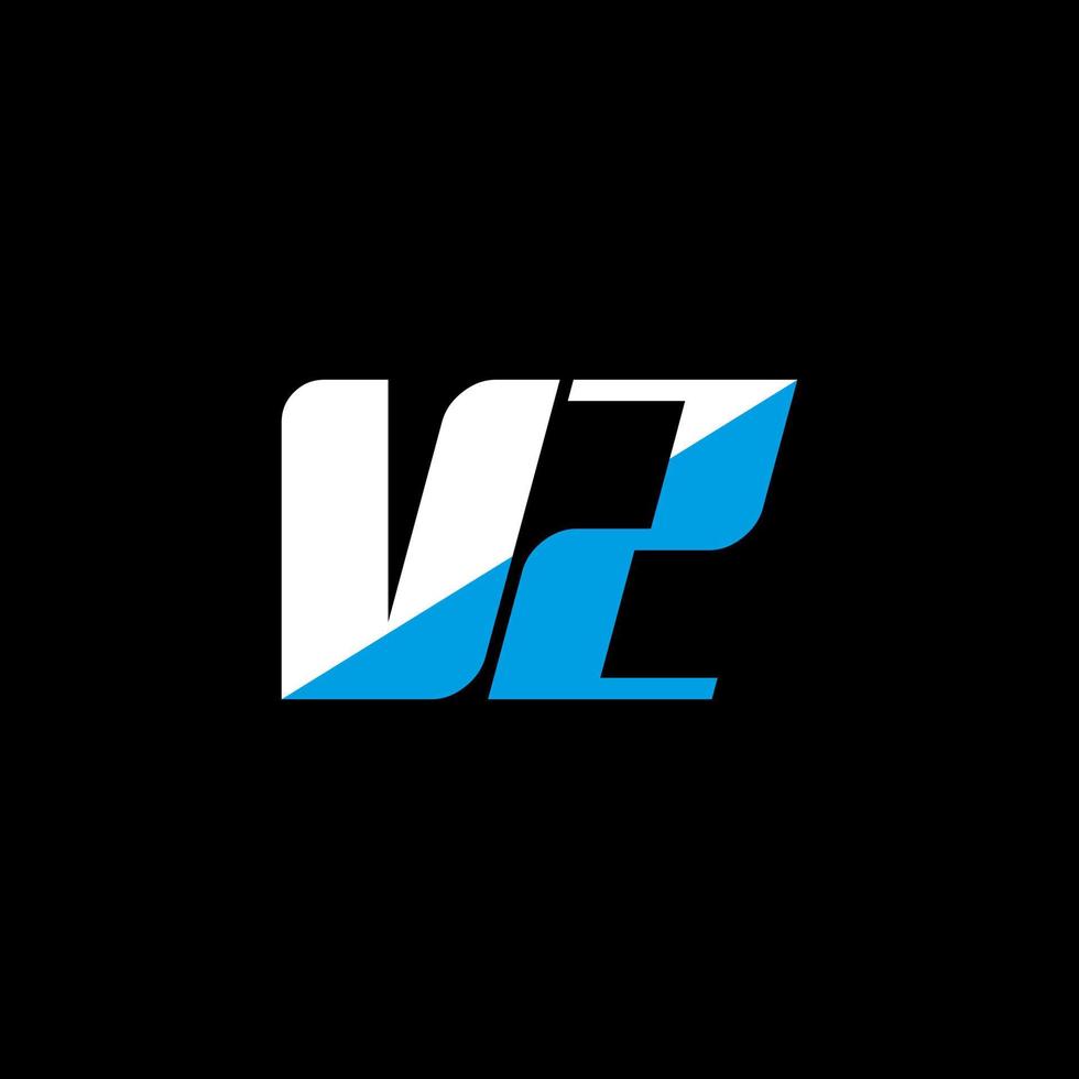 vz carta logotipo design em fundo preto. conceito de logotipo de letra de iniciais criativas vz. design de ícone vz. vz design de ícone de letra branca e azul sobre fundo preto. vz vetor