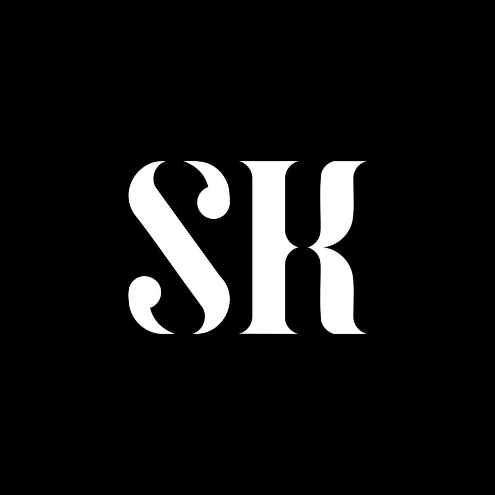 design de logotipo de carta sk sk. letra inicial sk monograma maiúsculo logotipo cor branca. logotipo sk, design sk. sk, sk vetor