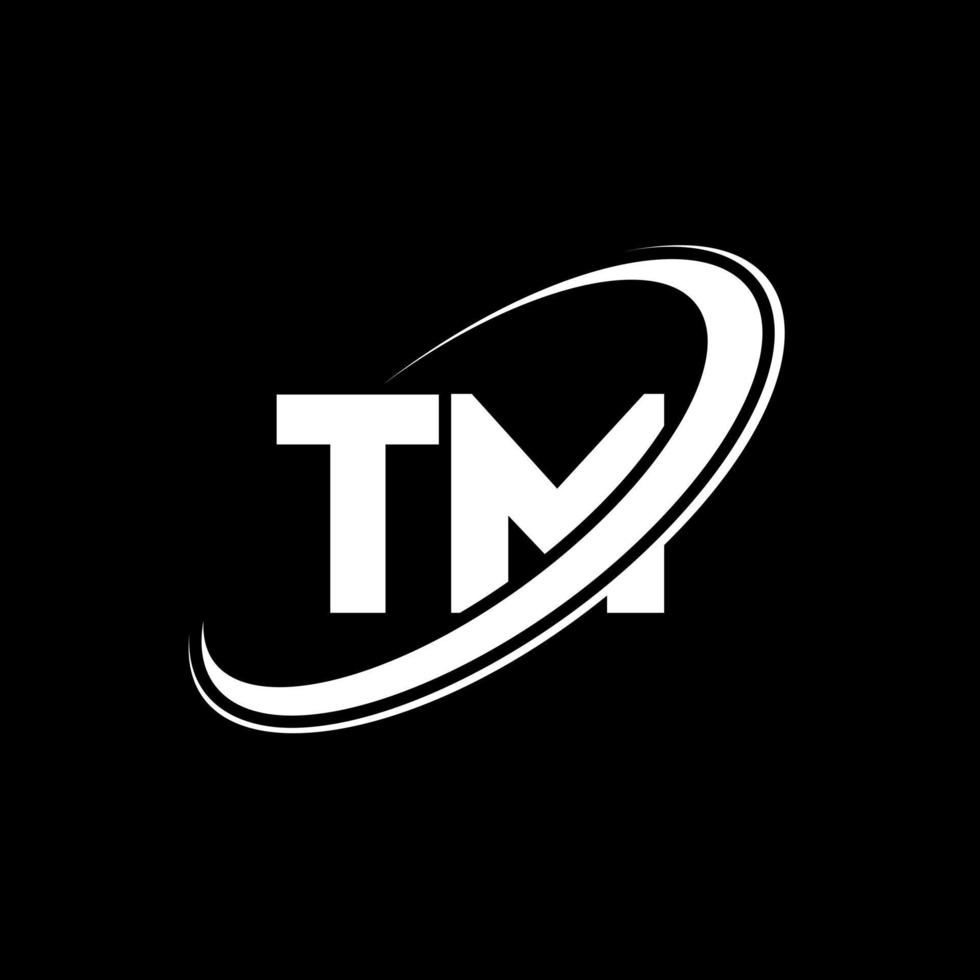 design de logotipo de letra tm tm. letra inicial tm círculo ligado logotipo monograma maiúsculo vermelho e azul. tm logotipo, tm design. tm, tm vetor