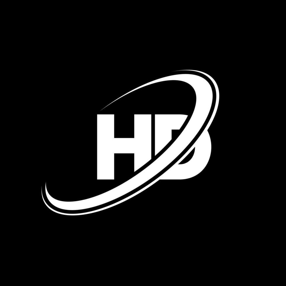 design de logotipo de carta hd hd. letra inicial hd círculo ligado logotipo monograma maiúsculo vermelho e azul. logotipo hd, design hd. hd, hd vetor
