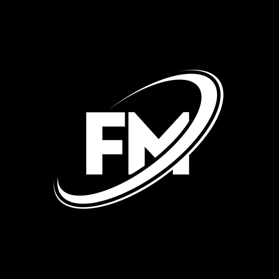 design de logotipo de carta fm fm. letra inicial fm círculo ligado logotipo monograma maiúsculo vermelho e azul. logotipo fm, design fm. fm, fm vetor