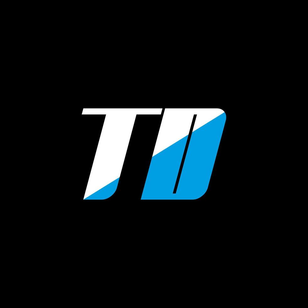 design de logotipo de carta td em fundo preto. conceito de logotipo de letra de iniciais criativas td. design de ícone td. td design de ícone de letra branca e azul sobre fundo preto. td vetor