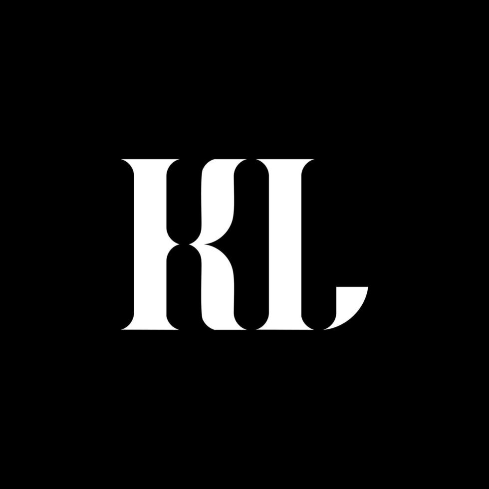 design de logotipo de letra kl kl. letra inicial kl monograma maiúsculo logotipo cor branca. kl logotipo, kl design. kl, kl vetor