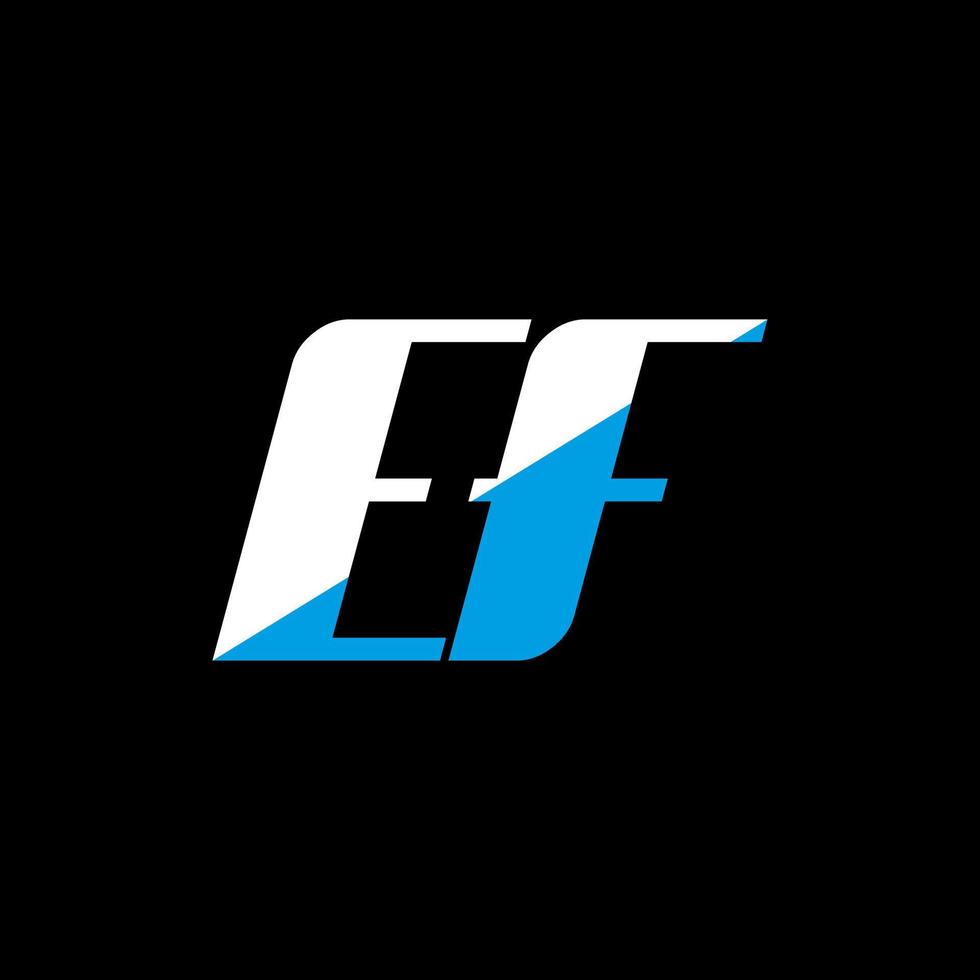 design de logotipo de carta ef em fundo preto. conceito de logotipo de letra de iniciais criativas ef. design de ícone ef. ef design de ícone de letra branca e azul sobre fundo preto. ef vetor