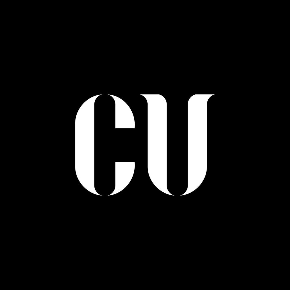 design de logotipo de letra cu cu. letra inicial cu monograma maiúsculo logotipo cor branca. logotipo cu, design cu. cu, cu vetor