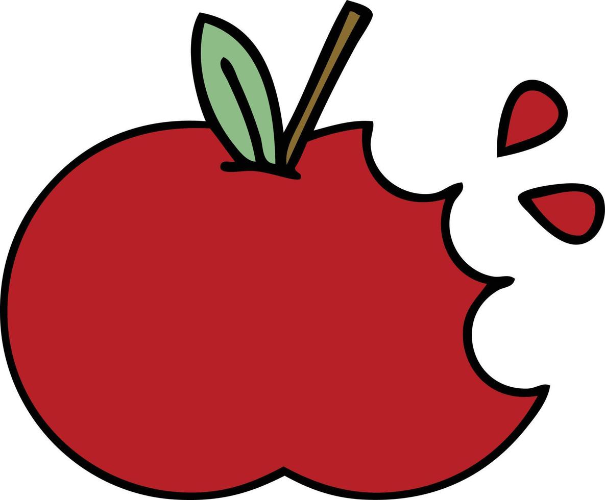 bonito desenho animado maçã vermelha vetor