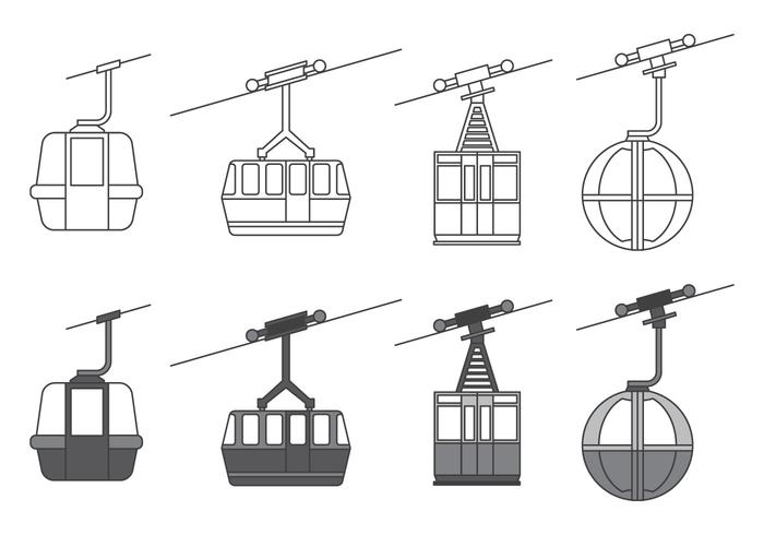 Ícones do teleférico vetor