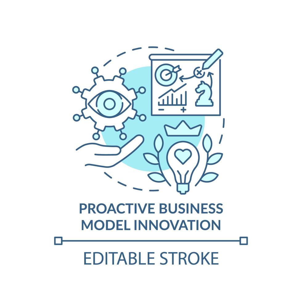 ícone de conceito turquesa de inovação de modelo de negócios proativo. conceito de inovação futuro conceito abstrato ilustração de linha fina. desenho de contorno isolado. traço editável. vetor