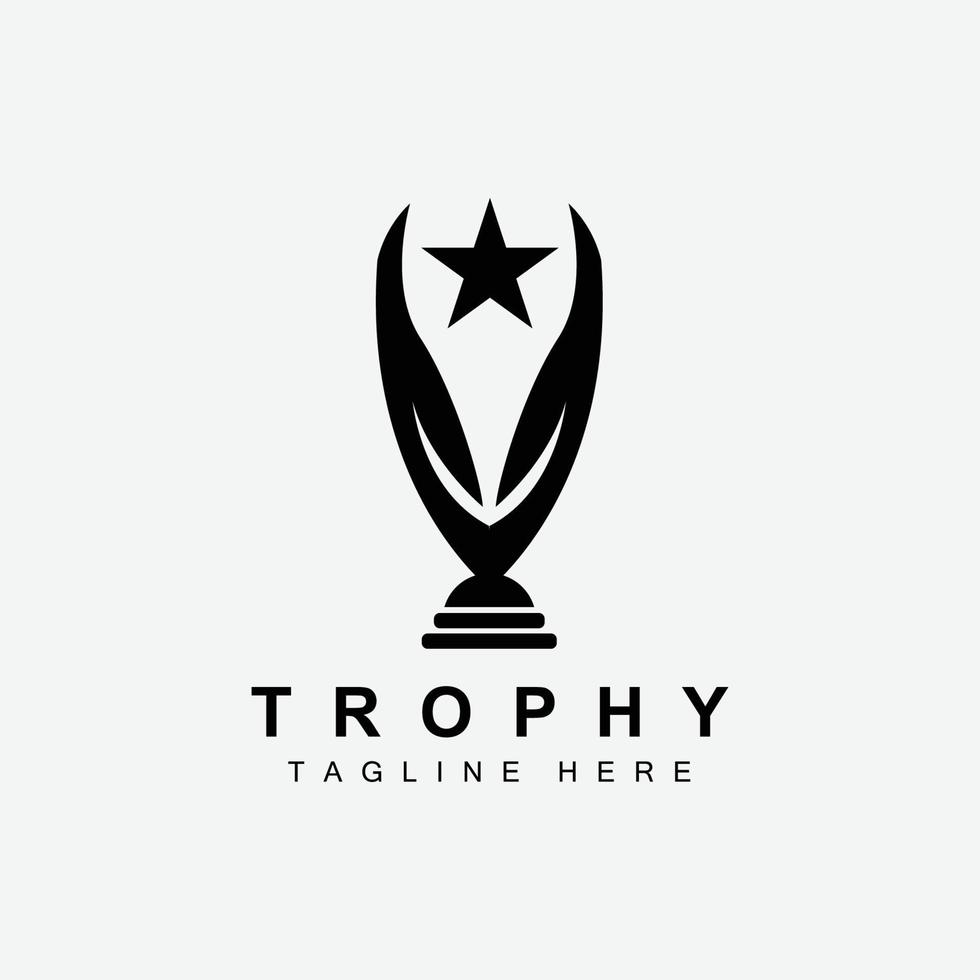 design de logotipo de troféu, vetor de troféu de campeonato vencedor do prêmio, marca de sucesso