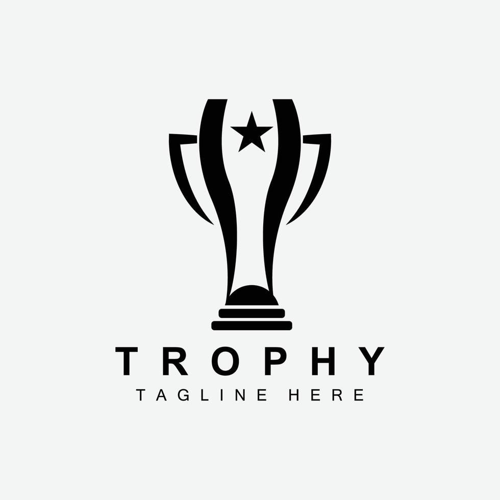 design de logotipo de troféu, vetor de troféu de campeonato vencedor do prêmio, marca de sucesso