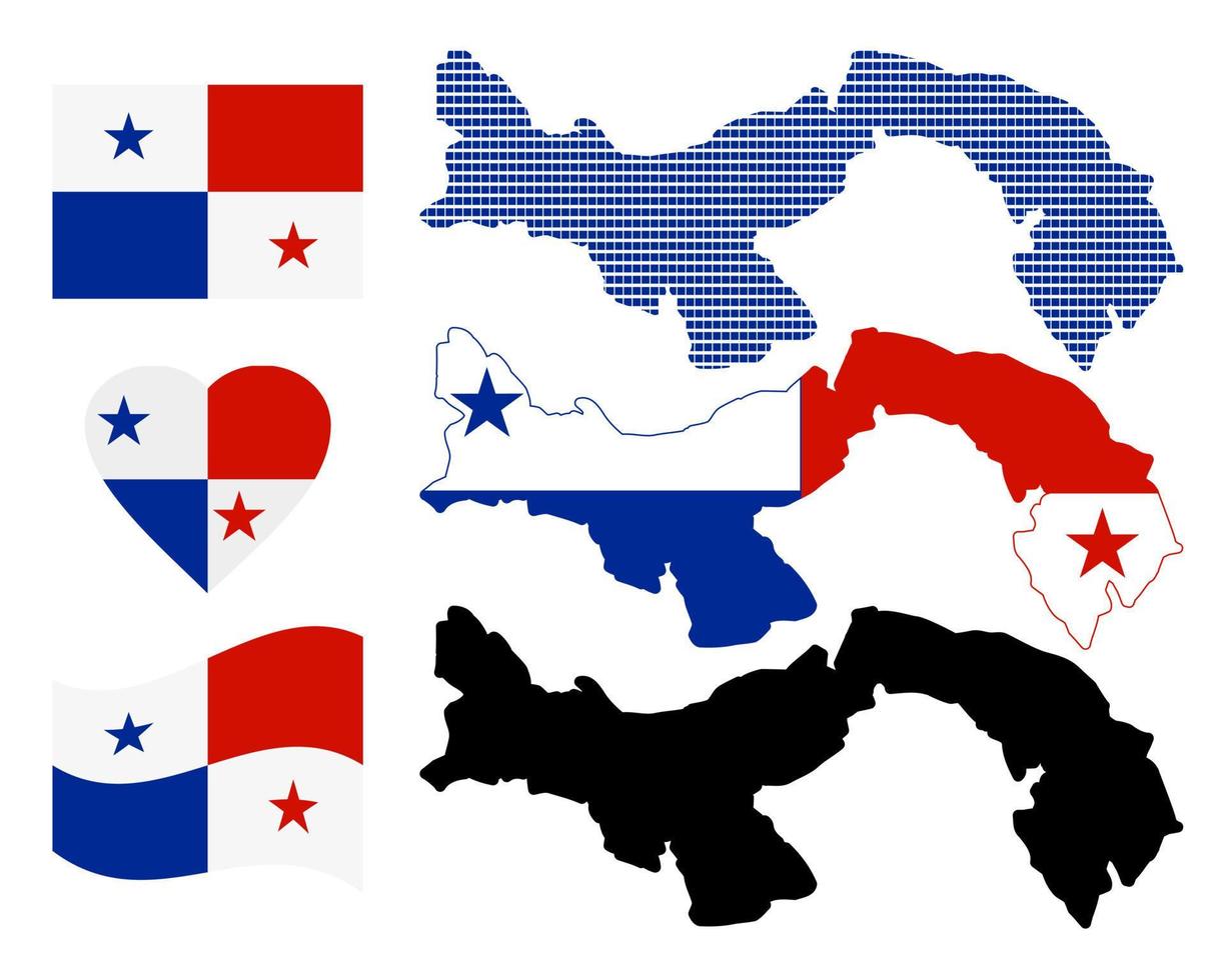 Panamá mapeia diferentes tipos e símbolos em um fundo branco vetor