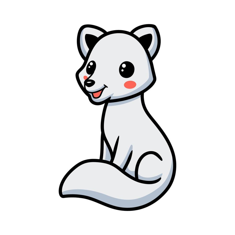 desenho de raposa do ártico bonitinho vetor