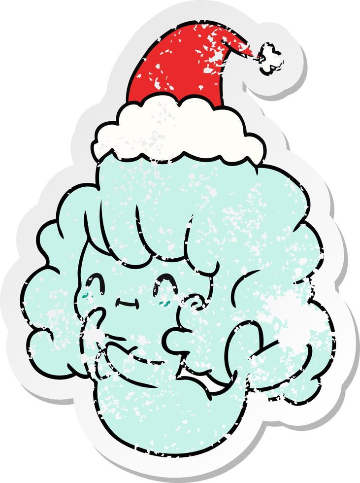 desenho de adesivo angustiado de natal de fantasma kawaii vetor