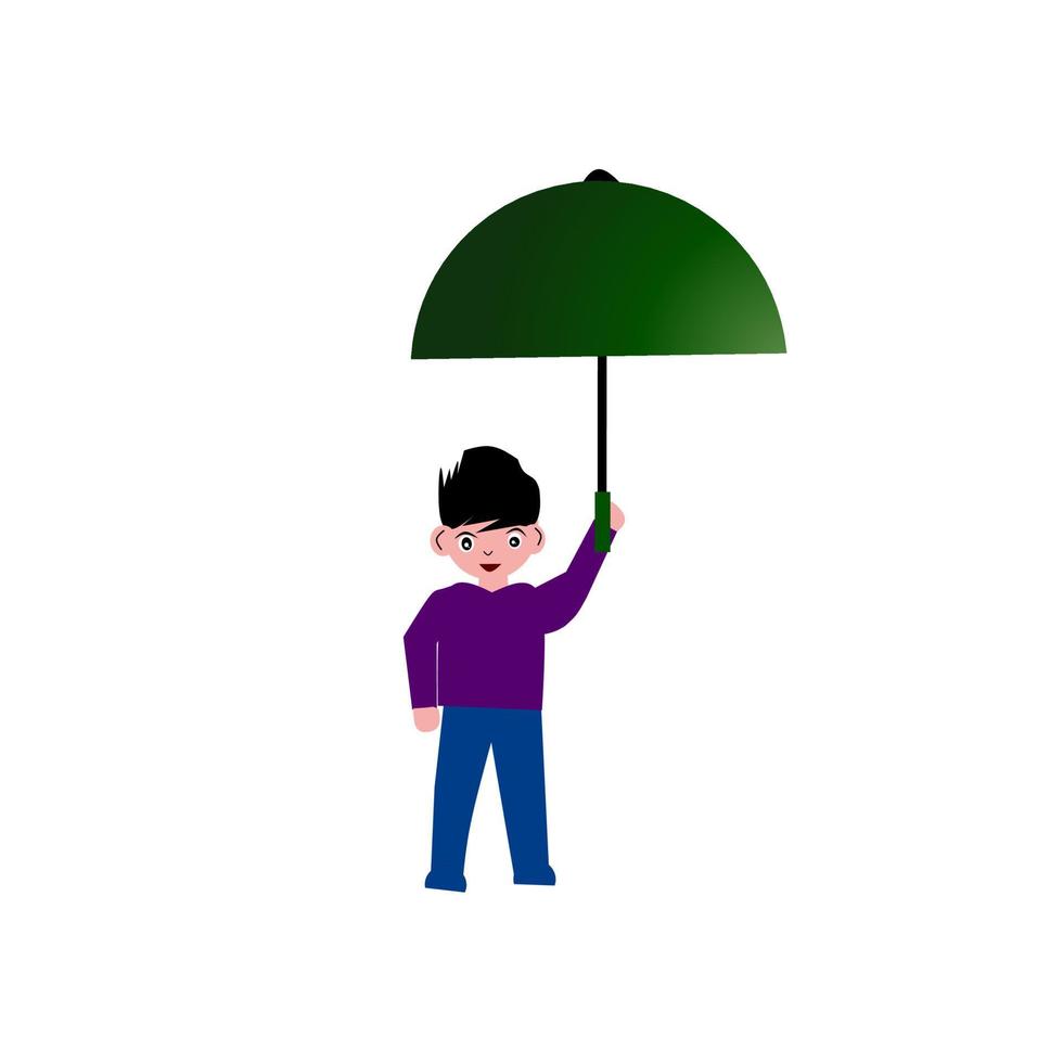 ilustração vetorial de menino com guarda-chuva vetor