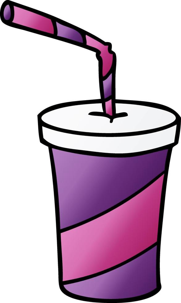 doodle de desenho animado gradiente de bebida de fastfood vetor