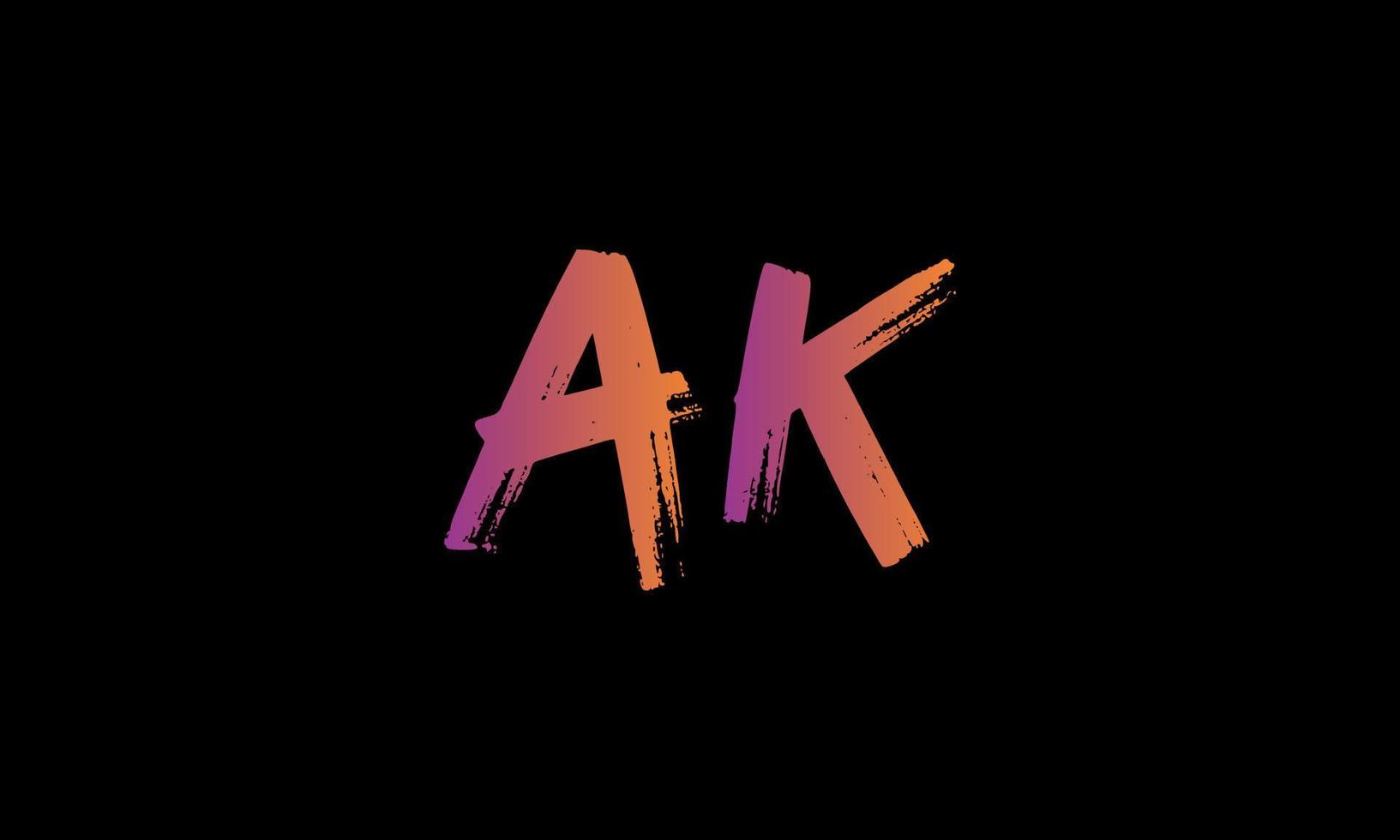 letra inicial ak logotipo. modelo de vetor livre de design de logotipo de carta de estoque ak pincel.
