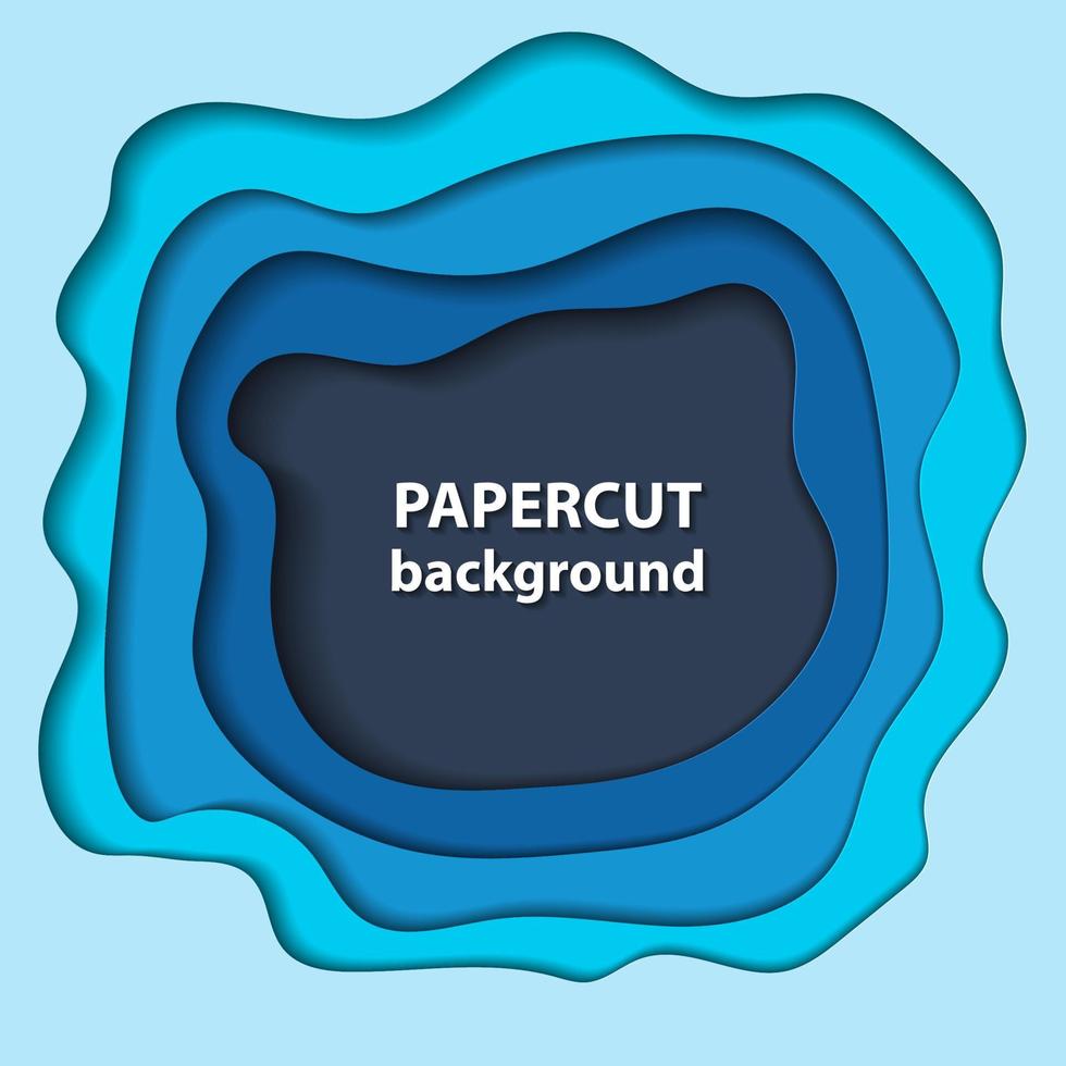 de fundo vector com formas de corte de papel azul. Estilo de arte de papel abstrato 3D, layout de design para apresentações de negócios, folhetos, cartazes, estampas, decoração, cartões, capa de folheto.