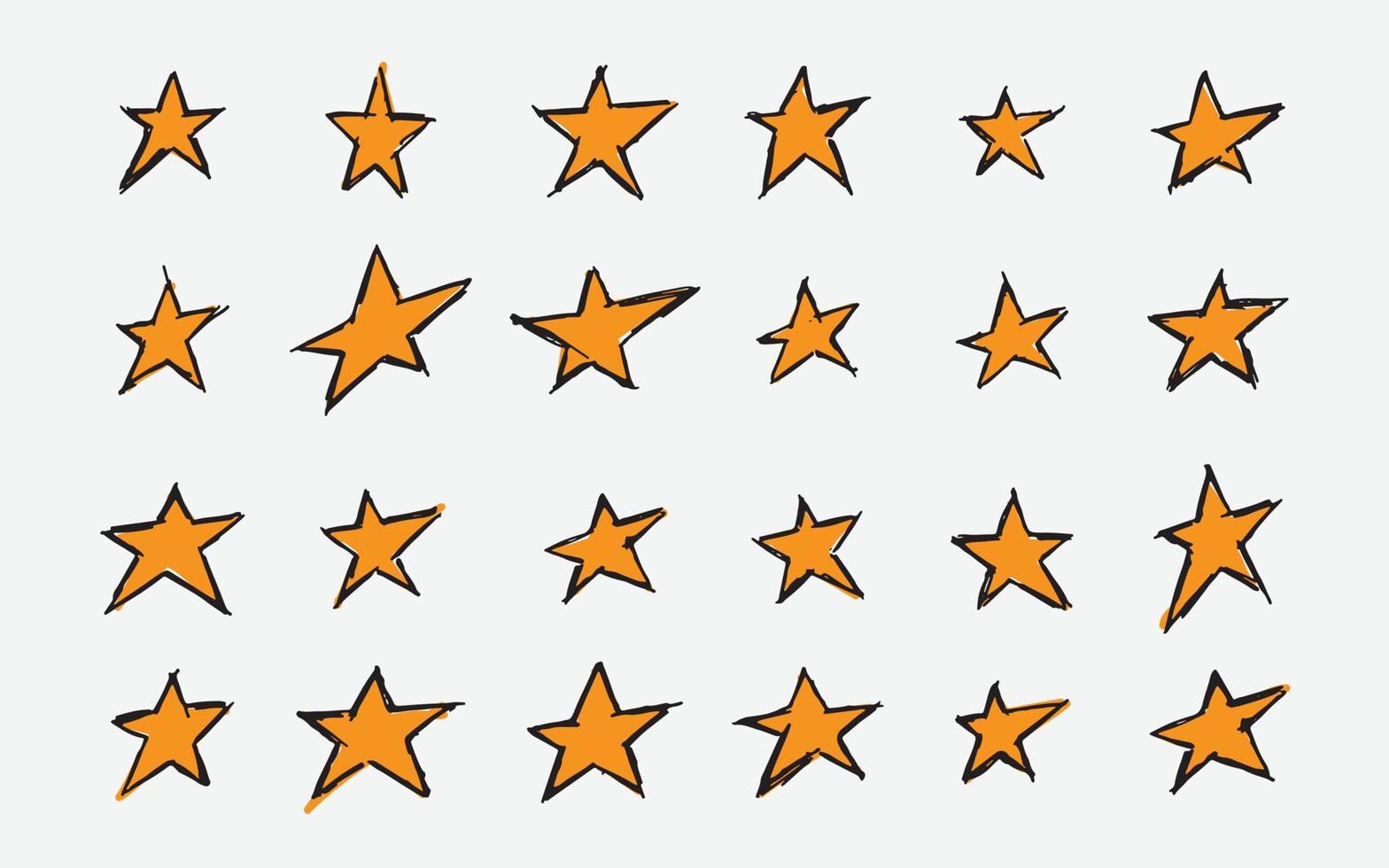 conjunto de ilustração vetorial colorida de padrão de símbolo de estrelas desenhadas à mão usando esferográfica para desenhar vetor