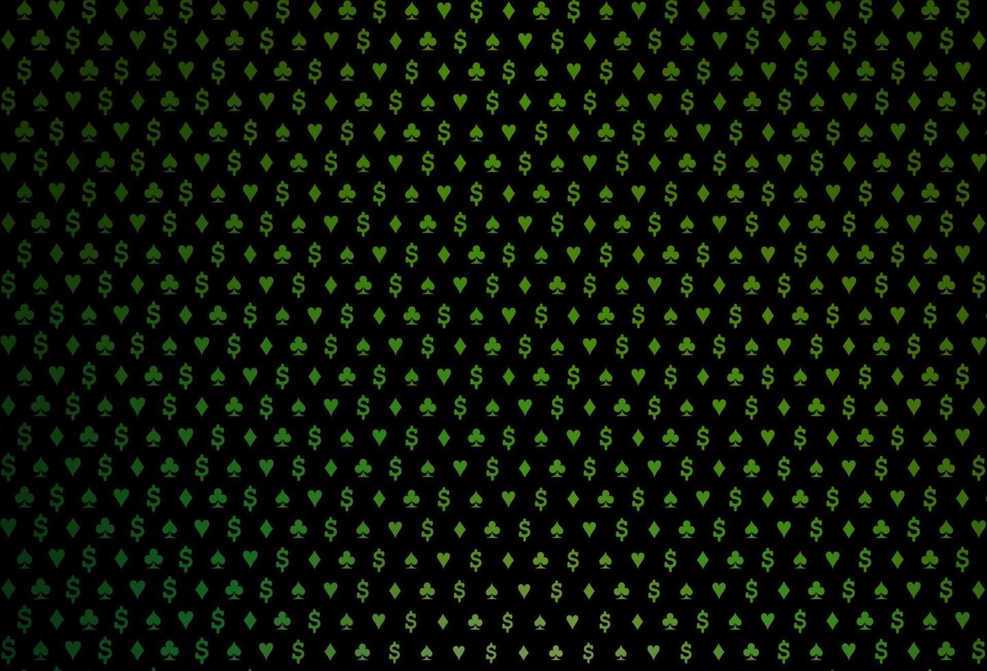 modelo de vetor verde escuro com símbolos de pôquer.